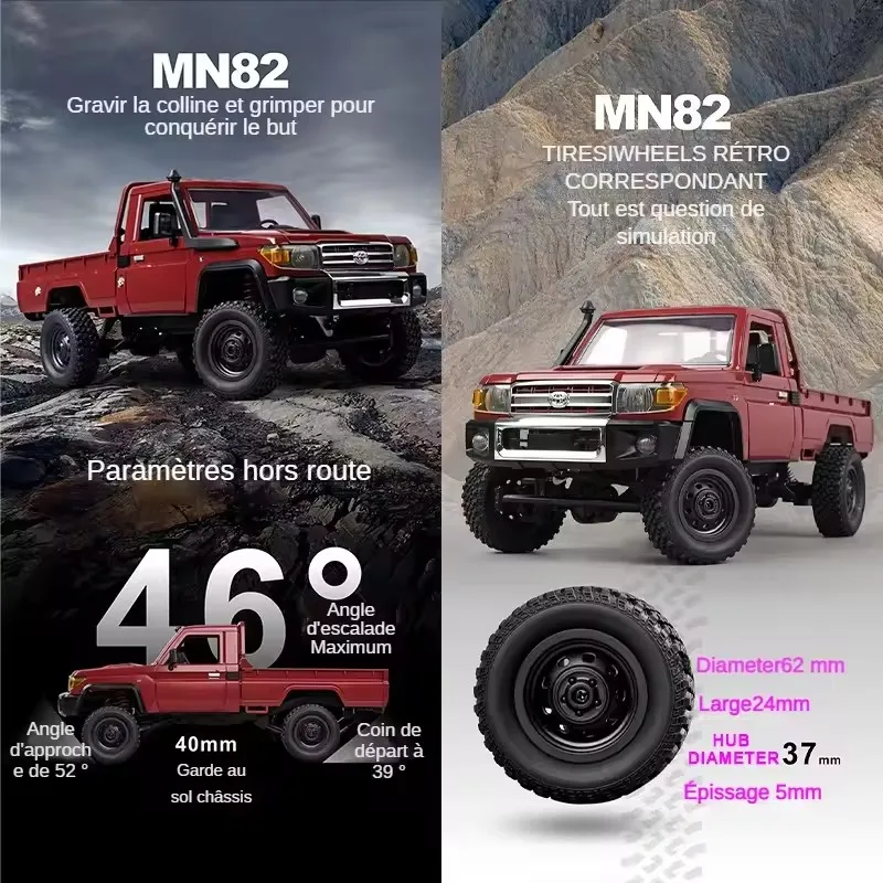 Le WPL MN82 1/12 4WD Crawler RC Tout-Terrain 2.4GHz - 2 Batteries gravit une pente en extérieur