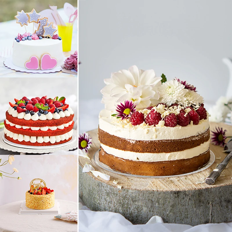 25-10cm Clear Base Board for Cake Decor Round Transparent Cake Bottom Board Acrylic Dessert Tray Platter