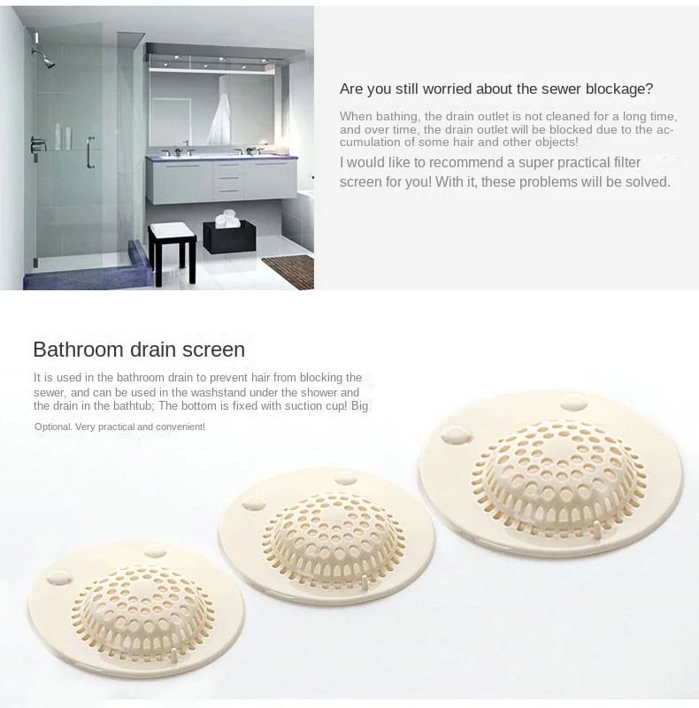 Shower Floor Drain Hair Stopper Catcher Kitchen Sink Plug Anti-blocking Bathtub Strainer Sewer Outfall Filter Bathroom Supplies