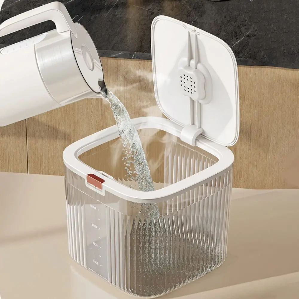 Flip Cover Dog Food Storage Container Sealed Transparent Cat Dry Food Box Plastic Large Capacity Pet Food Storage Barrel