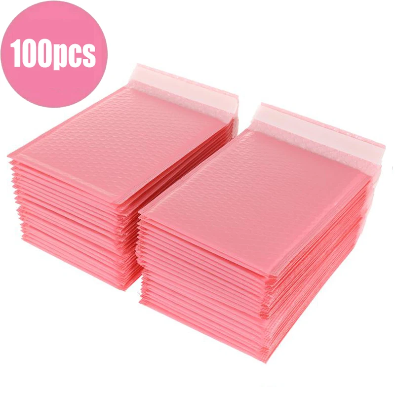100pcs Bubble Mailers Padded Envelopes Pearl film Gift Present Mail Envelope Bag For Book Magazine Lined Mailer Self Seal Pink | Канцтовары