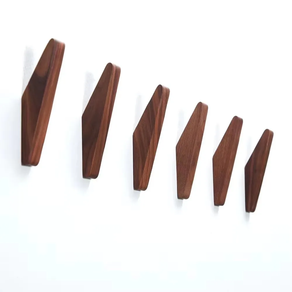 1/4pcs Natural Wood Wall Hooks Decorative Key Hook Clothes Hat Scarf Handbag Hanger Hook Kitchen Bathroom Organizer Decor Hook 5