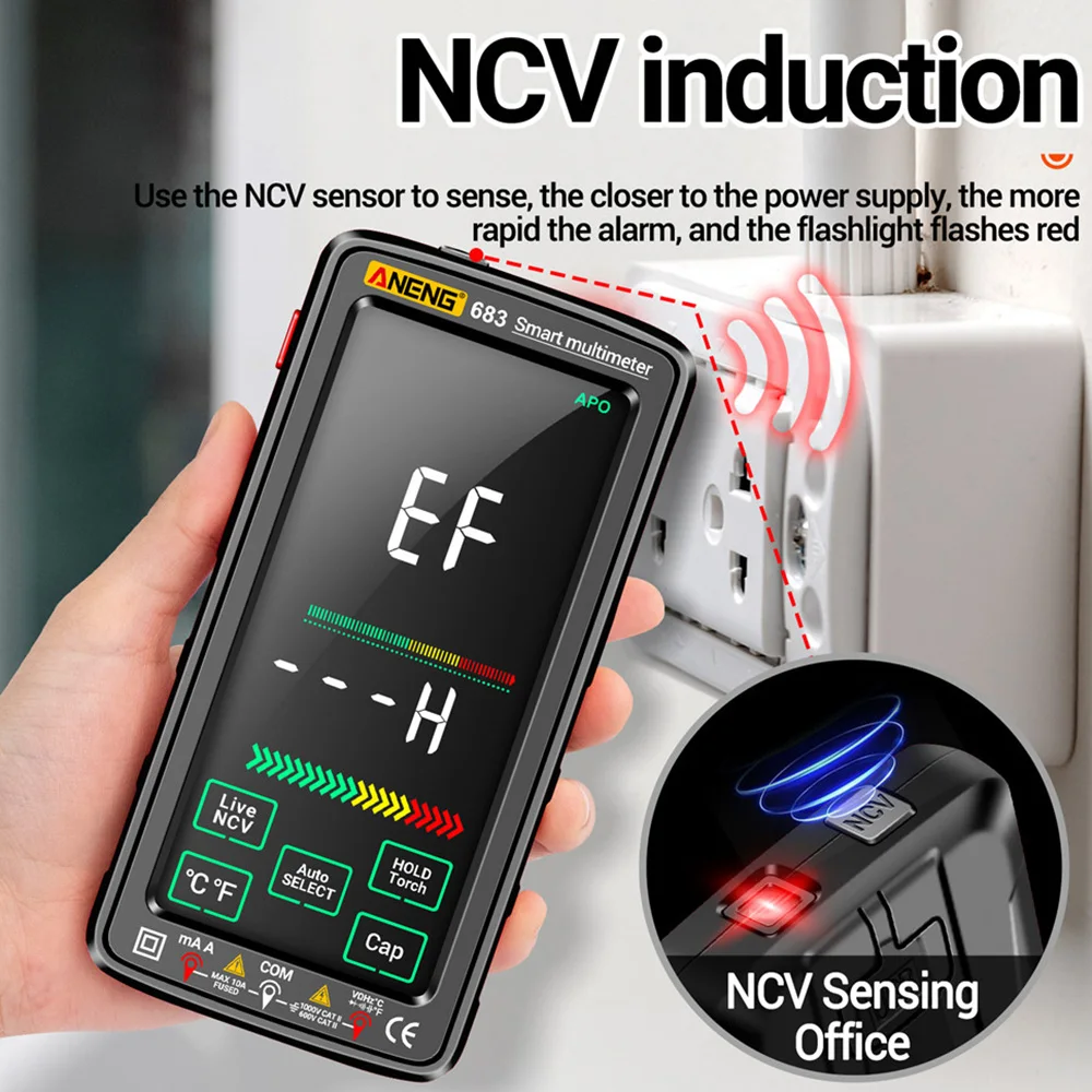 Smart Digital Multimeter ANENG 683 682 681 LCD/VA Reverse Display Capacitance Meter Hz Ohm Diode Tester AC/DC Measuring Tools digital multimeter,multimeter tester
