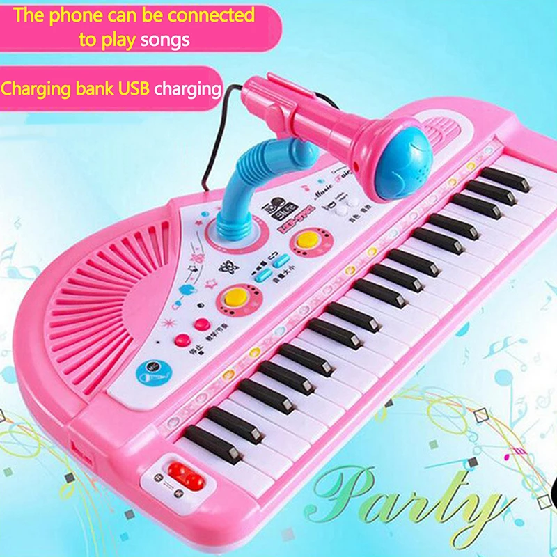 37 Keys Piano Keyboard Electronic Digital Piano With Built-in Speaker Microphone Portable Beginners Keyboard Kids Electric