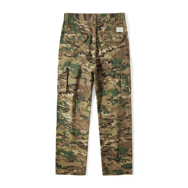 Pantaloni Cargo Mimetici da Uomo con Tasche Multiple, Gamba Dritta e Vestibilità Comoda, Traspiranti e Resistenti all'Usura, per Attività all'Aperto e Uso Quotidiano, 100% Cotone - immagine 2