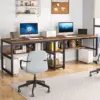Tribesigns Two Person Desk with Bookshelf, 78.7 Computer Office Double Desk for Two Person, Rustic Writing Desk Workstation 4