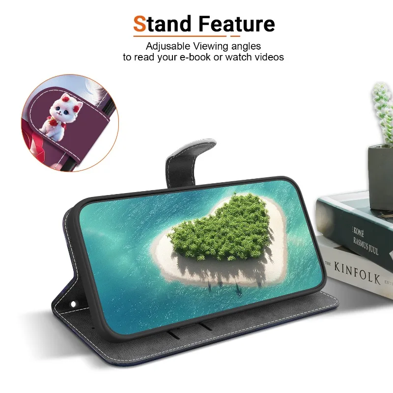 Cat Bear Wallet Flip Stand Case with Strap - Stylish Protective Cover