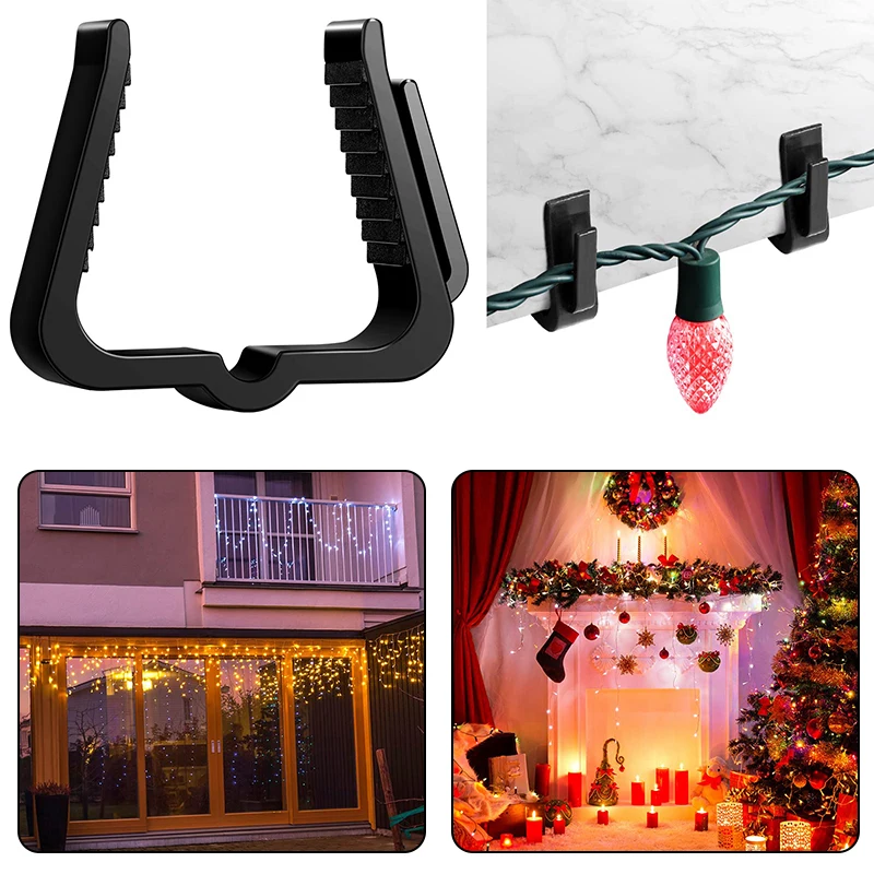 

Christmas Light Hanger Hooks Fascia Boards Clip Weatherproof Plastic 4.9*4.2*1.37cm Outdoor Holiday Lights Clips