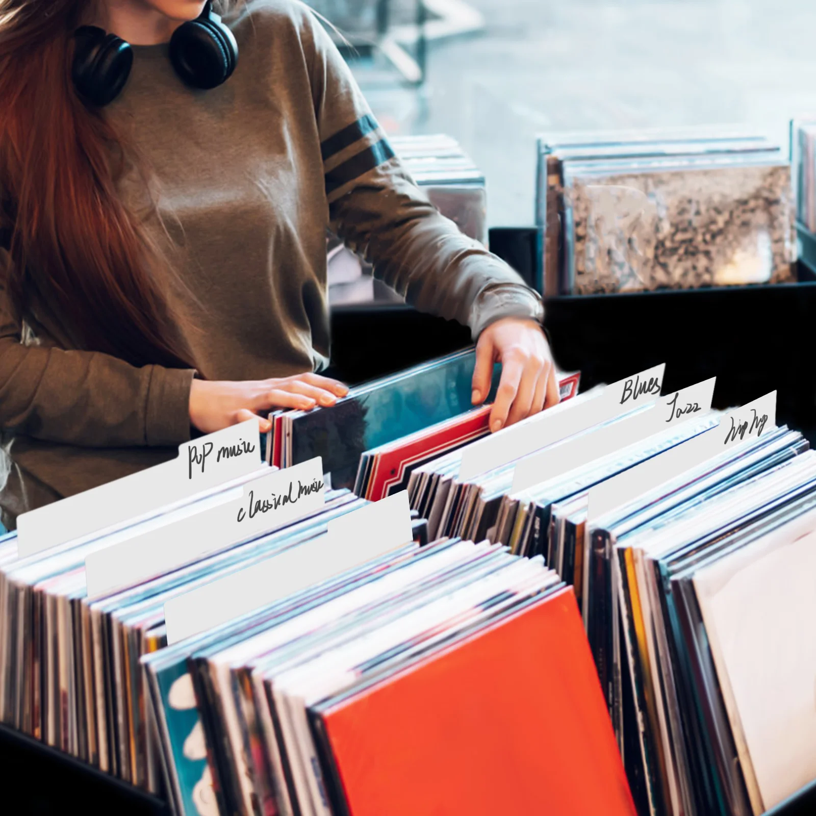 10 Pcs Record Separator Dividers Envelope Book Index Cards Vinyl Records Album Storage Pp Shelf Organizer Tabs Organization record storage organizer