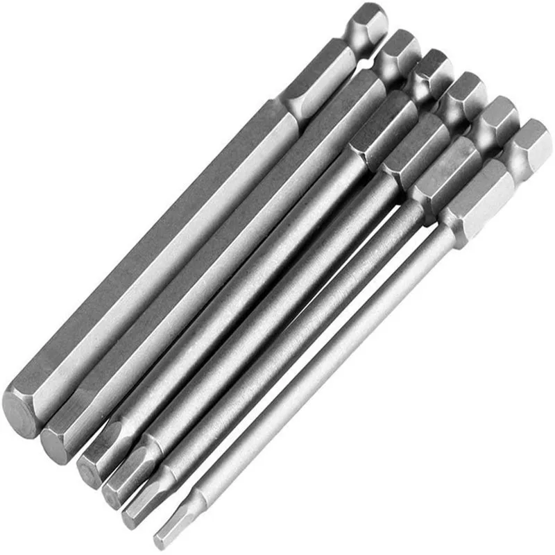 1/4 100mm 육각 샹크 헤드 8Pcs SAE 미터법 알렌 렌치 스크루 드라이버 소켓 비트 미터법 마그네틱 스크루 드라이버 비트 세트