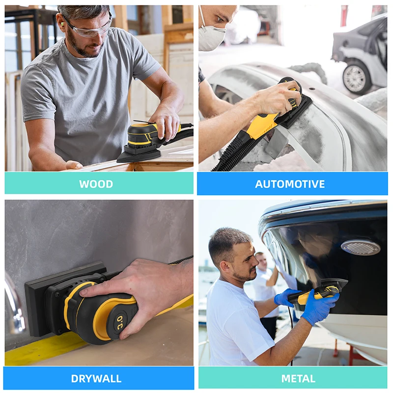 HYVST 350W 3A Electric Delta Random Orbital Sander Mouse Sander with Pluggable Wire,Central Vacuum, Sanders for Wood working