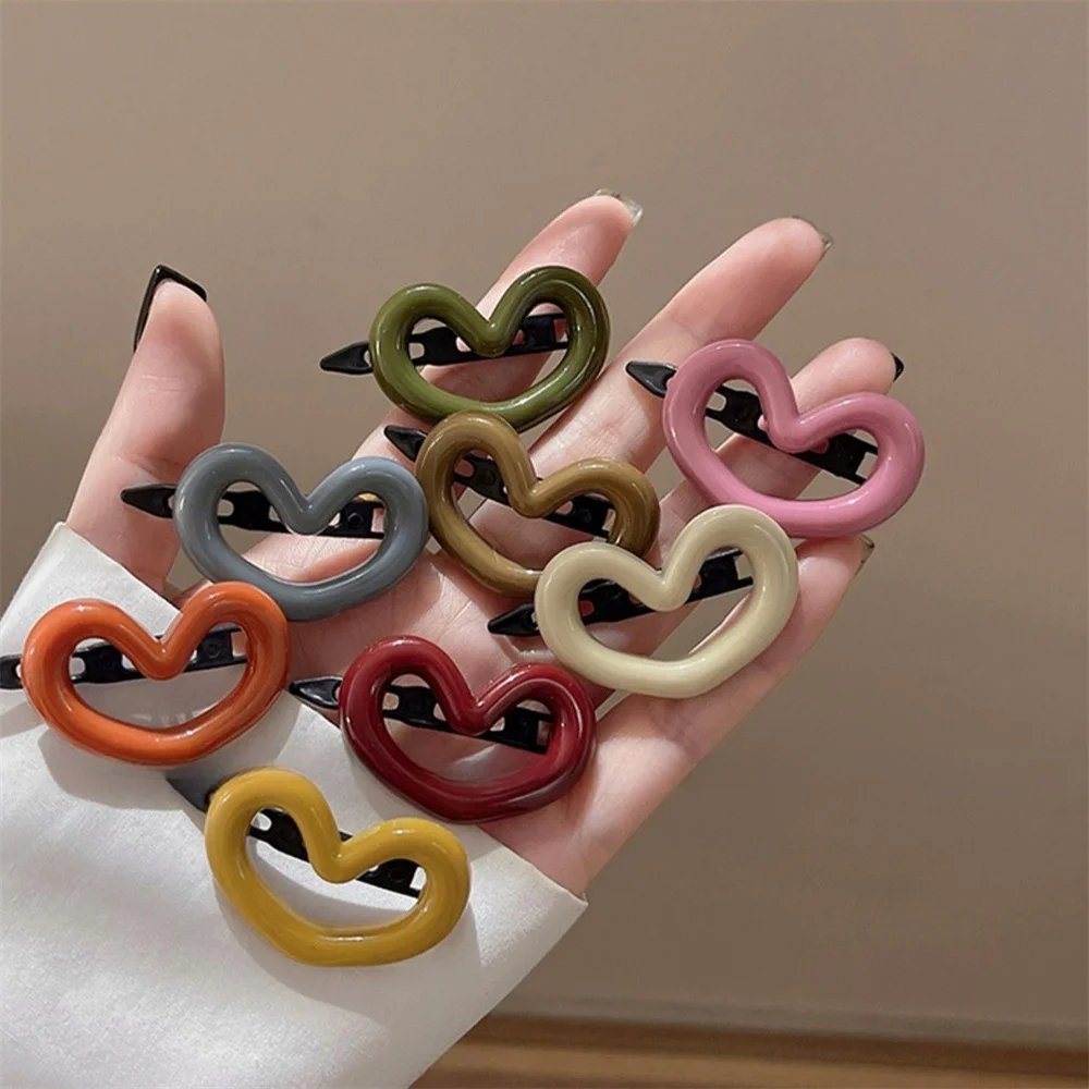 5/10PCS Sweet Cute Love Colorful Hairclips Women'S Side Fragmented Hairpin Children Traceless Duckbill Clips Bangs Clip