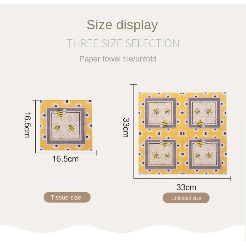 Bee Printed Paper Towels Cartoon Napkins 20pcs/pac Birthday Party Pure Wood Pulp Paper Napkins