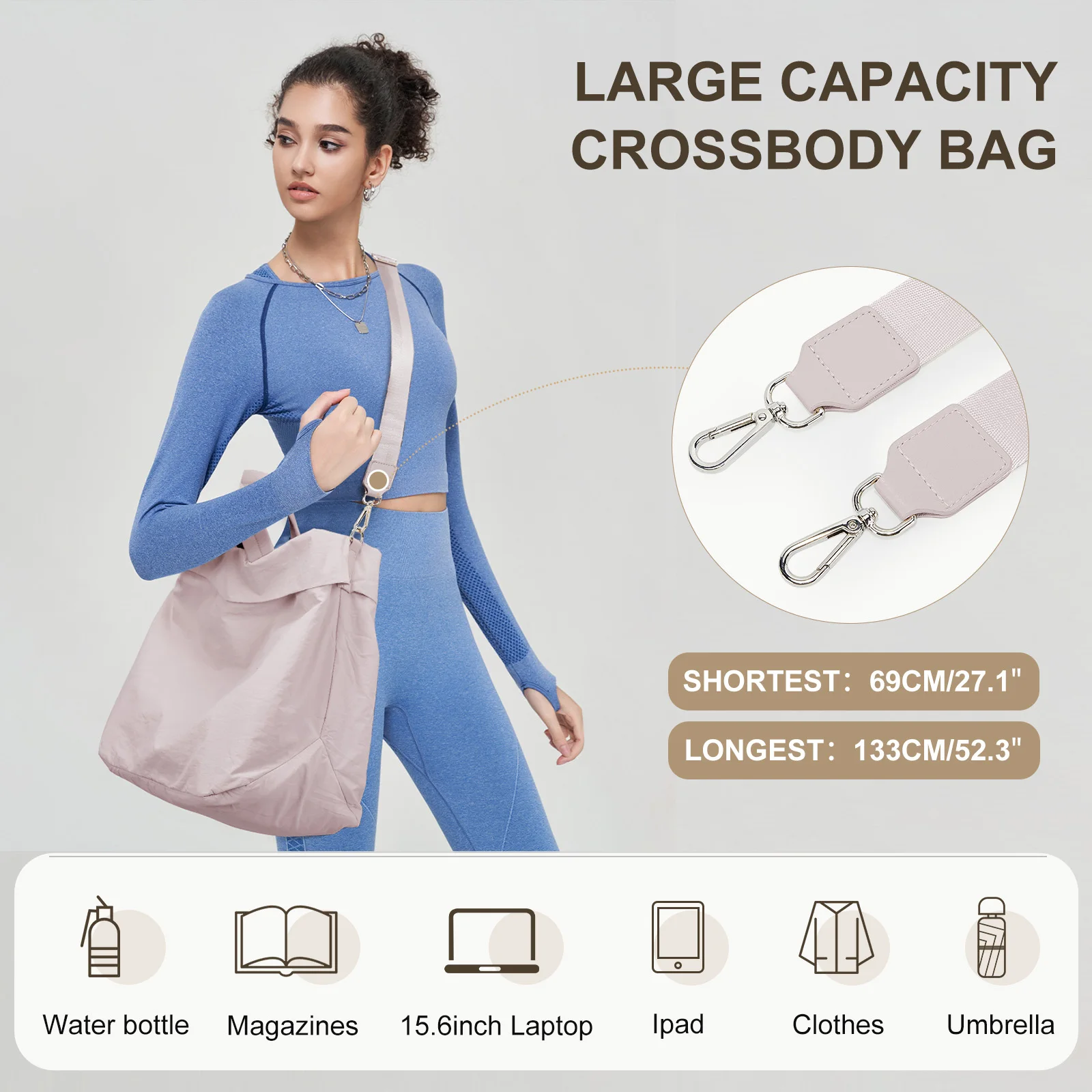 Large Capacity Storage Travel Bag Waterproof Handheld Crossbody Bag, Portable Organizer Fashionable Office Storage Bag for Women