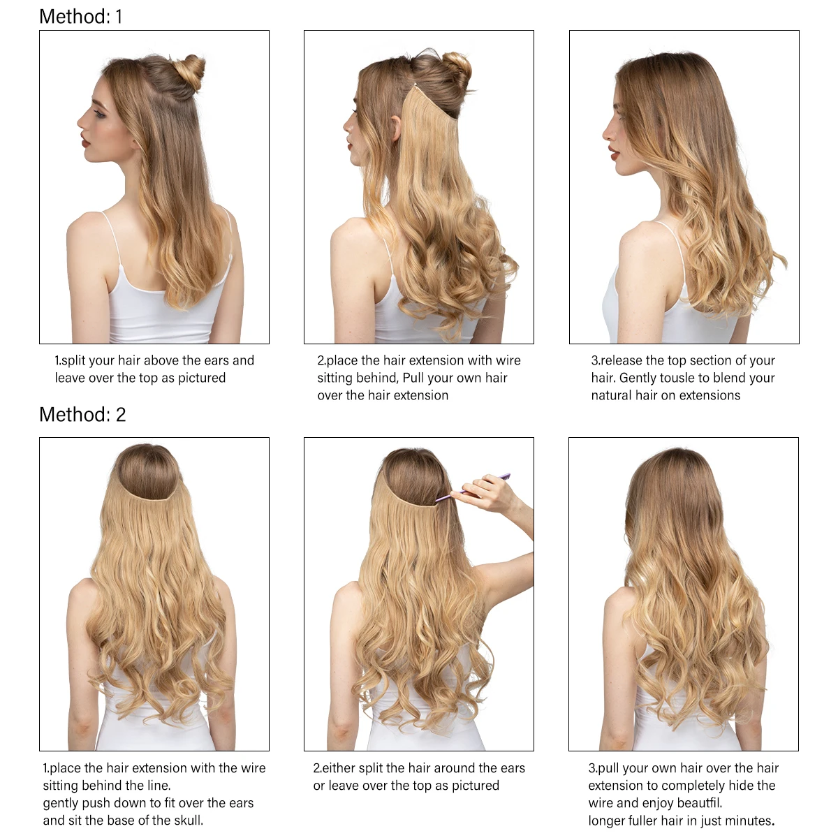 Synthetic No-Clip Ombre Wave Extensions 6