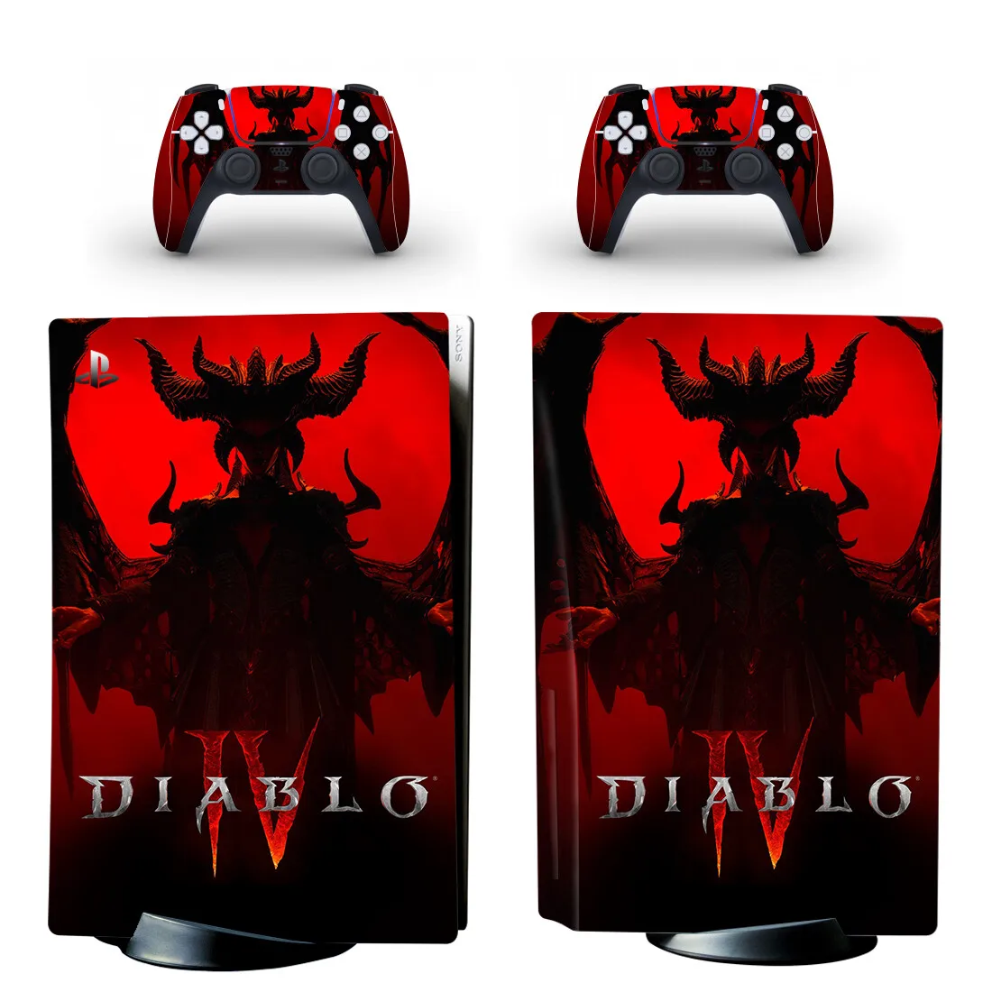 Cubierta De Calcomanía Adhesiva De Disco Para Consola Y 2 Controladores Ps5, Vinilo De Piel De Disco, Nuevo Juego Diablo 4 Ps5