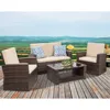 Patio Furniture Sets 4 Piece Rattan Chair Patio Sofas Wicker Sectional Sofa Outdoor Conversation, Outdoor Garden Sofas 1
