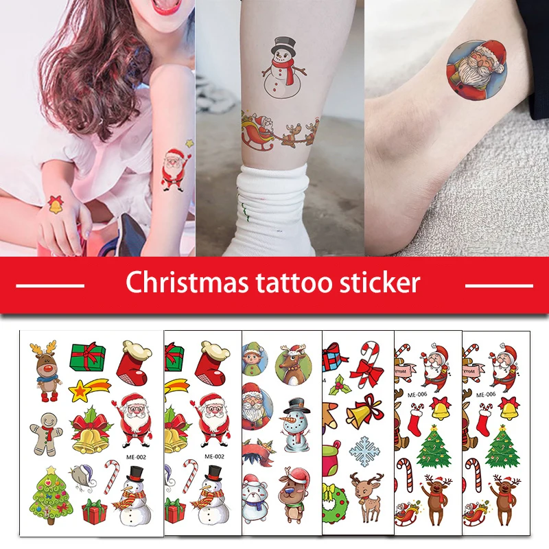 

Christmas Cartoon CuteTattoo Sticker Children Snowflake Waterproof Tattoo Festive Holiday Kids Tattoo Sticker for Body Arm Face