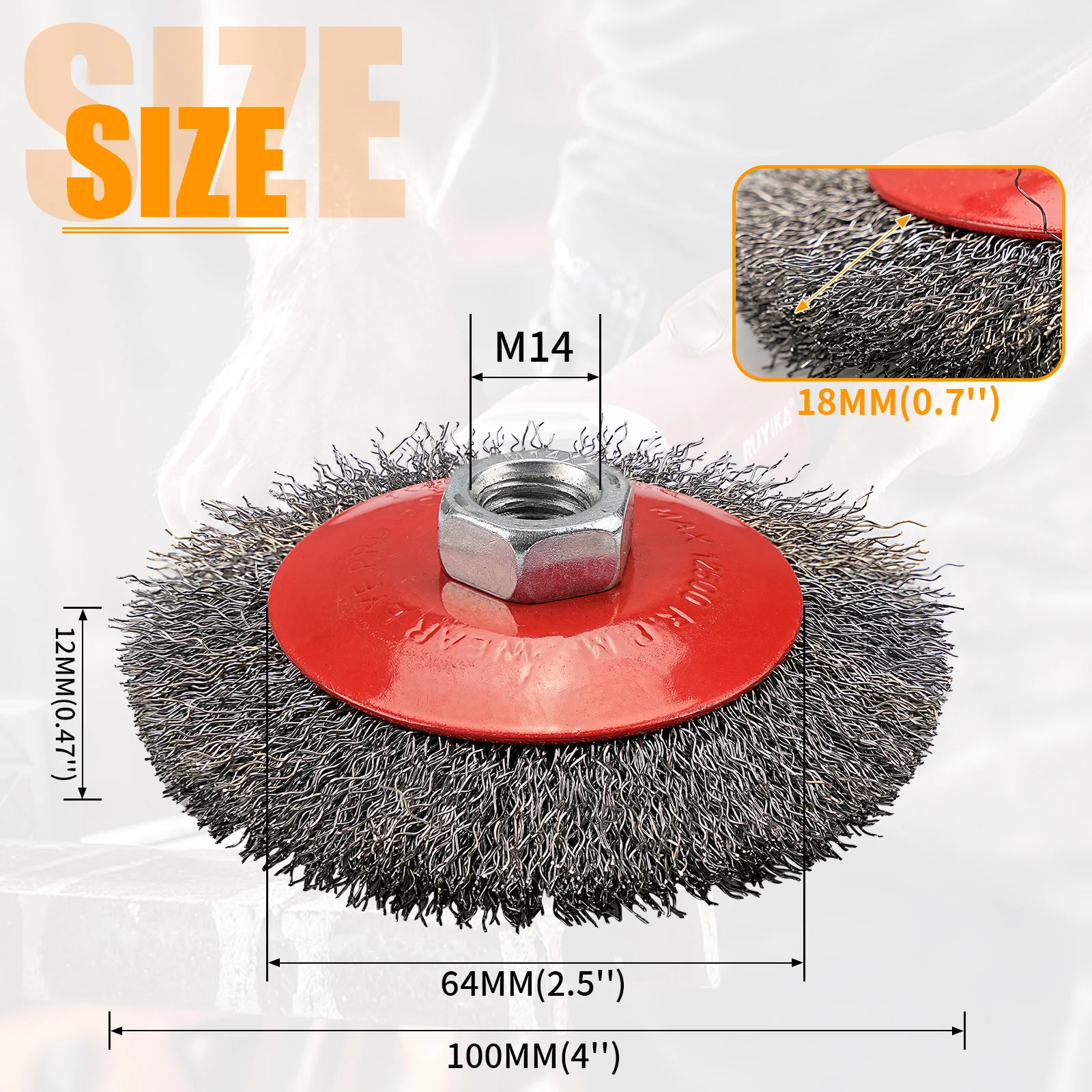 1PCS100mm Draht Pinsel Rad Gebogene Filament Pinsel Winkel Grinder Dreh Werkzeug für Metall Rost Entfernung Grat Reinigung Schleifen rad – Detail 3
