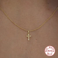 Aide 925 colliers en argent Sterling breloques pour femmes cristal croix clavicule collier chaîne Simple collier ras du cou accessoires cadeau 1