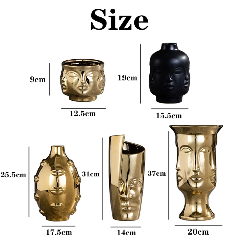 Nordic Human Face Ceramic Vase Modern Decor Home Ikebana Lips Flower Vases Light Luxury Living Room Decoration Accessories 6