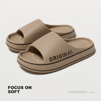 ⁦Shoes for Men Fashion Men Thick Sole Summer Beach Slides Bathroom Anti Slip Slippers Soft Sandals Ultra Light Letter Shoe⁩ – תמונה ⁦2⁩