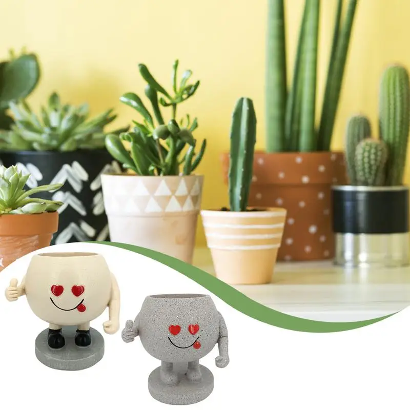 

Милая искусственная кожа со смайликом, забавное выражение, пальцы вверх, растительные украшения для суккулентов, антуриумов