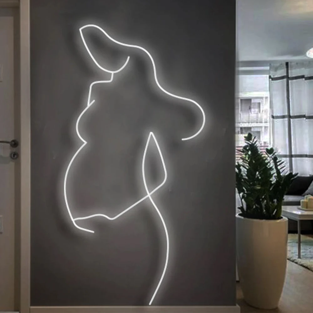 

Pregnant Woman Neon Sign Woman LED Neon Sign Neon Pregnant Woman baby showr party decor Gift for Pregnant Mom and Friend