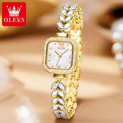 OLEVS Quartz Watch for Women Luxury Square Diamond Wristwatch Waterproof Stainless steel Women's Watches Relogios Feminino
