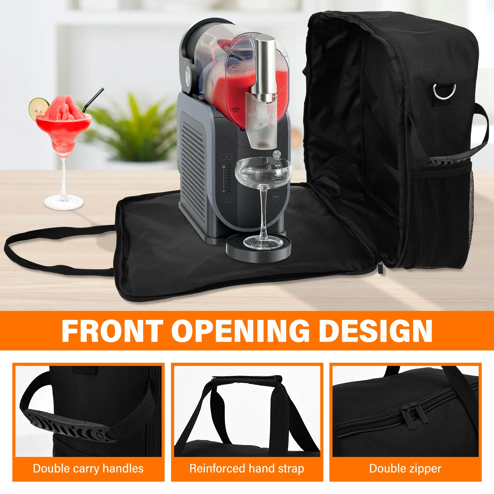 Slushie Machine Bag Oxford Cloth Waterproof Carrying Bag with Shoulder Strap and Pockets Fruit and Vegetable Mixer Dust Cover