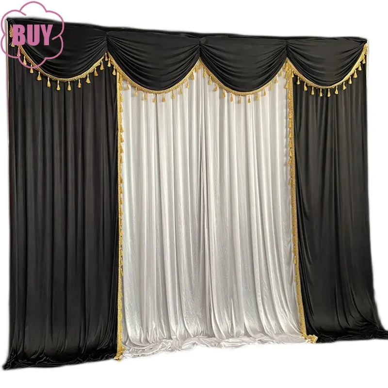 Modern Curtains For Living Dining Room Bedroom Background Black And White Curtain Decoration Soft Layout Customization