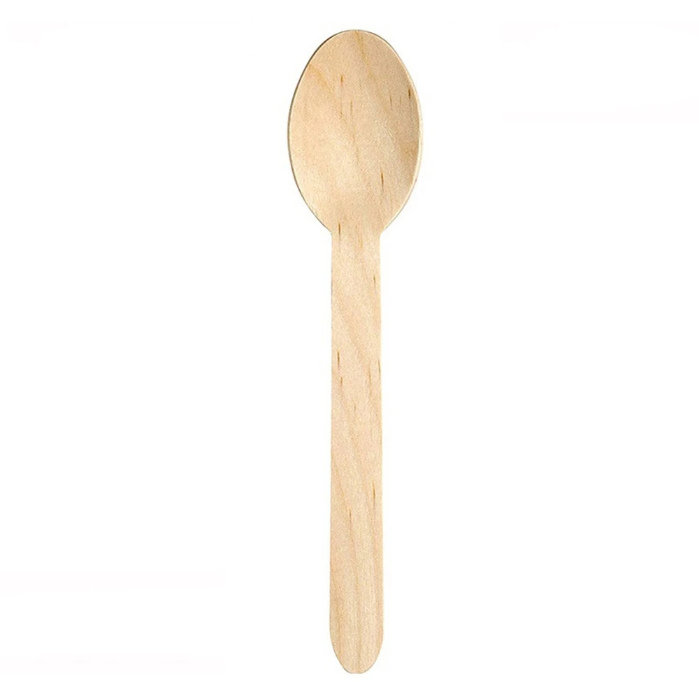 

50 Pieces x Home Party Wedding Supplies, 160mm Disposable Tableware Wood Coffee Tea Stirrer Ice Cream Wood Spoon