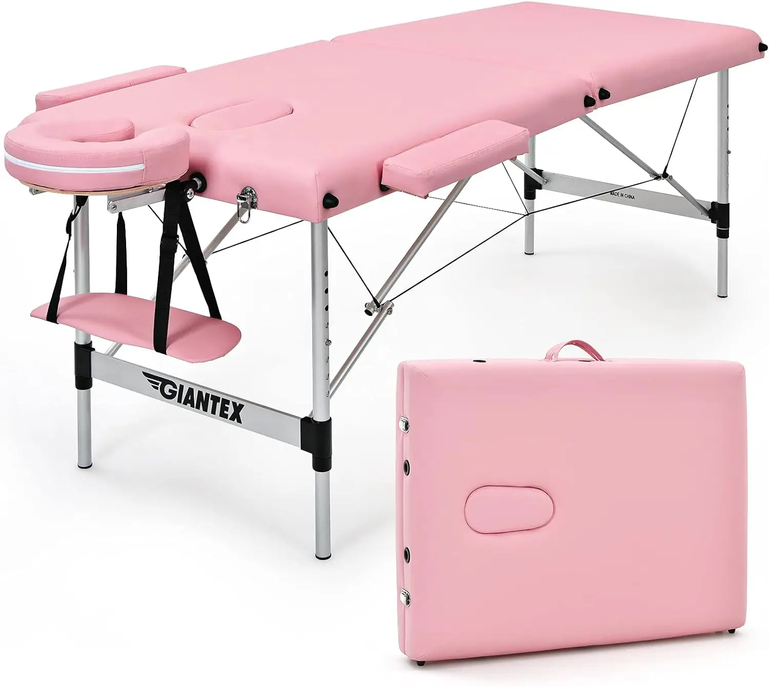 Giantex Portable Massage Table 84inch, Folding Lash Bed Aluminium Frame, Height Adjustable, 2 Fold Professional Facial Salon portable folding table 5 foot rectangle fold in half table indoor outdoor essential free shipping gray camping furniture