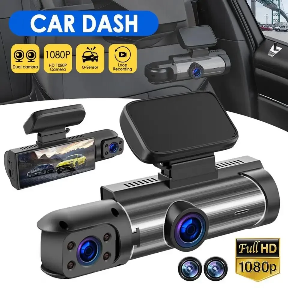 

Car DVR Wide-angle 2-record High-definition Night Vision 1080P Driving Recorder Suction Cup 2-lens Car Front and Inside Video