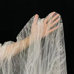 Glistening Sequin Mesh Fabric with Water Ripple Design for Creative Decorating and Fashion (A - Off white)