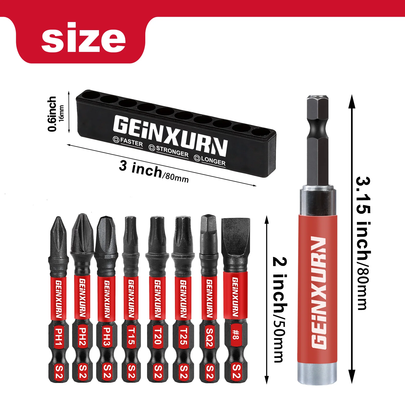 Drive Guide Geinxurn Self Retracting Sleeve(3.15&rdquo;) Screwdriver Bit Magnetic Drill Bit Tip Holder