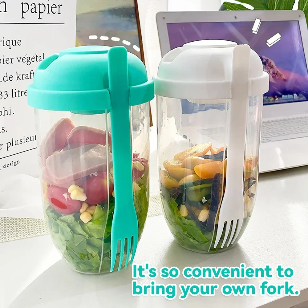 Bottle Shaped Bento Salad Bowl Fork Salad Bowl Lunch Box Portable Bottle Container Dinner Plate Plates