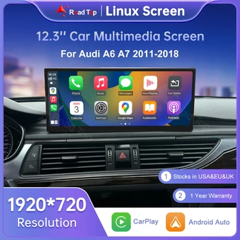 Pantalla Linux Road Top de 12,3 pulgadas para Audi A6 C6 A7 C7 2011-2018 con reproductor de Radio de coche inalámbrico CarPlay Android Auto Airplay 1