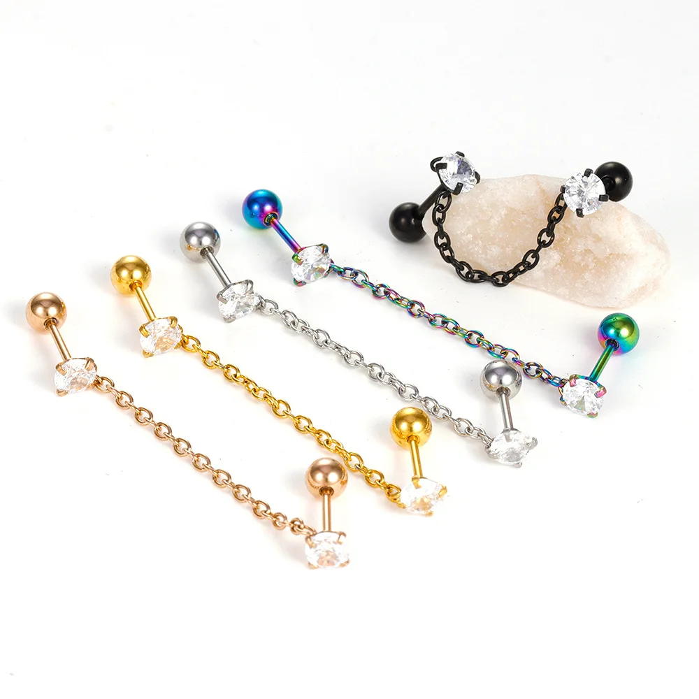 Stud Earrings Dangle Earrings Drop Earrings Crystal Earrings Crystal Tassel Earrings Stainless Steel Ear Studs Tassel Chains Earrings For Women Fashion Crystal Zirconia