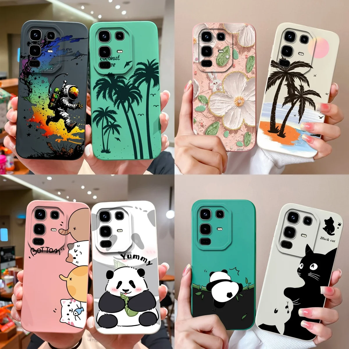 Cartoon Cute Design Phone Case - Full Protection Soft Liquid Silicone Back Cover Bumper