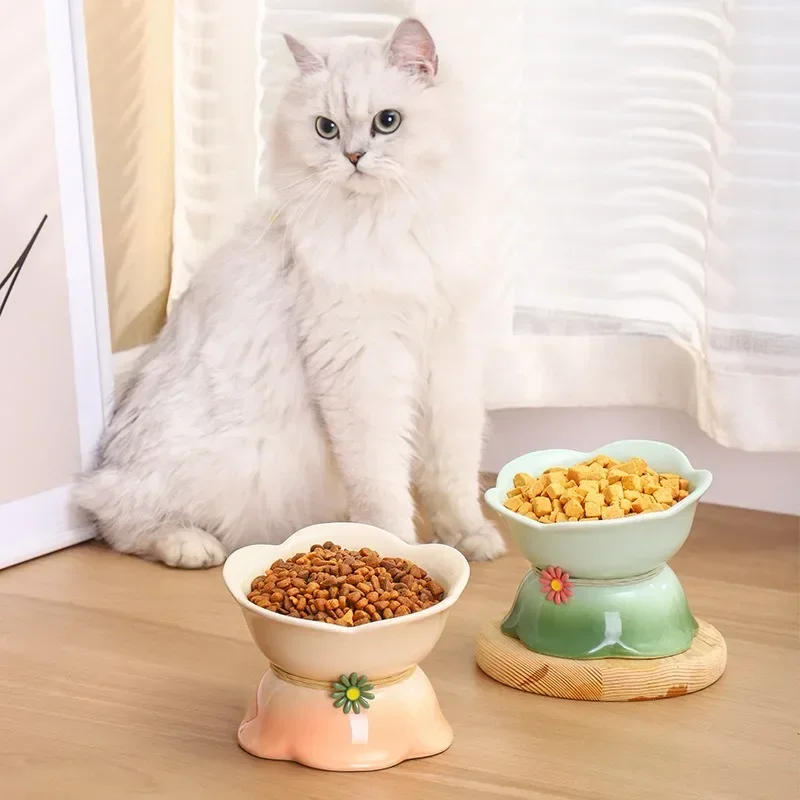 Cat Gradient Ceramic Bowl Elevated Pet Food Water Feeders Tilted Puppy Dogs Drinking Eating Supplies: 3 - 5 Days Free Delivery Only UK