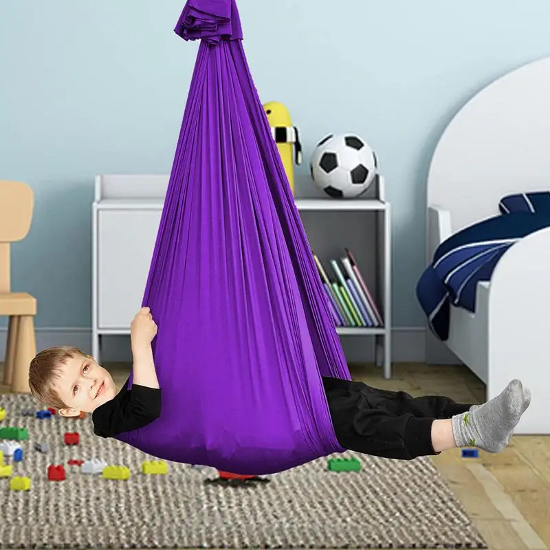 Kids Hammock Swing Portable Swing Hammock Chair Elastic Sensory Camping Yoga Hammock Swing For Kids Adults Indoor Outdoor Toys 4