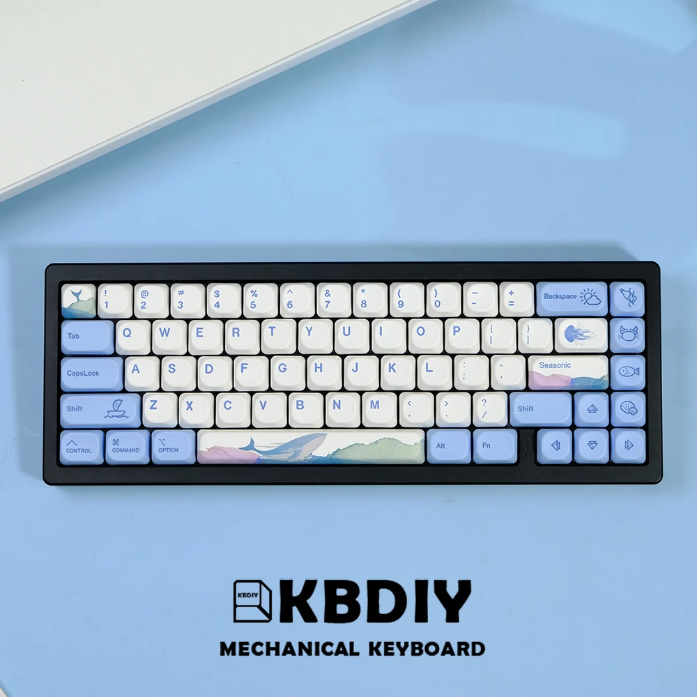 Kbdiy-teclas Japonesas Oceano Baleia Perfil Koa Teclado Mecânico Pbt Russo Coreano 135 Teclas Personalizado para Interruptor mx - Imagem 3