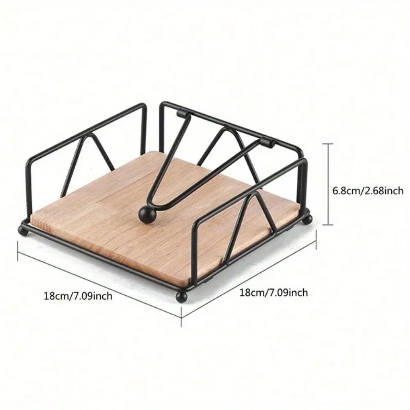 Sophisticated Wooden Base Napkin Dispenser with  Accents Ideal for Home  Countertop Use Tissue Holder for Versatile Settings.