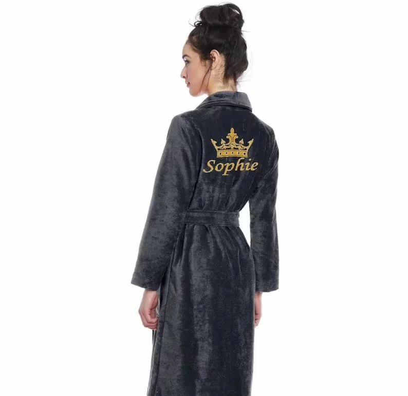 Personalised Name Embroidery Bathrobe Soft Terry Cloth Robe Personalized Spa Hotel Robes Winter Cozy Gift for Couple