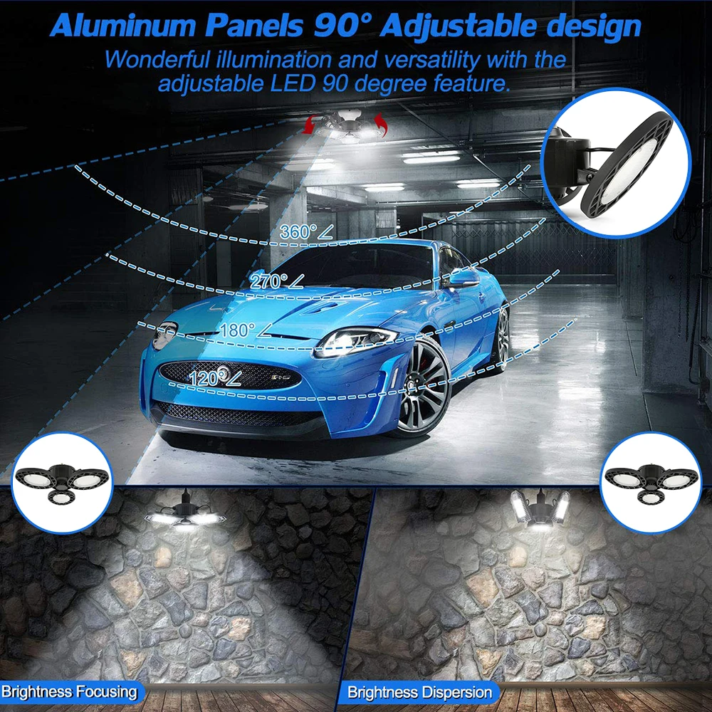 매우 밝은 UFO LED 차고 조명 전구, 작업장 창고용 산업 조명용 AC85-265V LED 차고 램프, E26 60 W, 80W, 6000LM