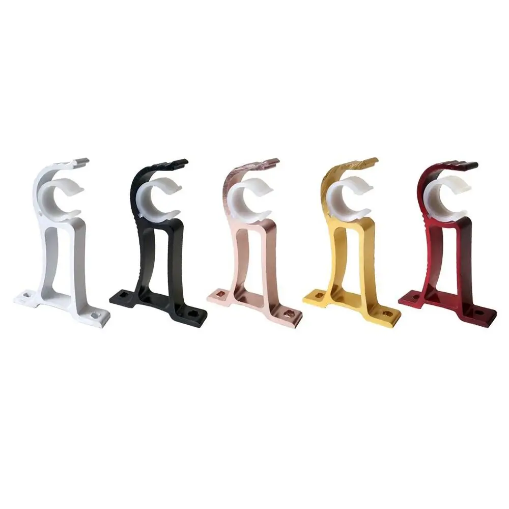 Curtain Rod Aluminum Alloy Bracket Hanger Hook Rod Support Clamp Single Hang Thicken Fixing Clip Crossbar Furniture Hardware