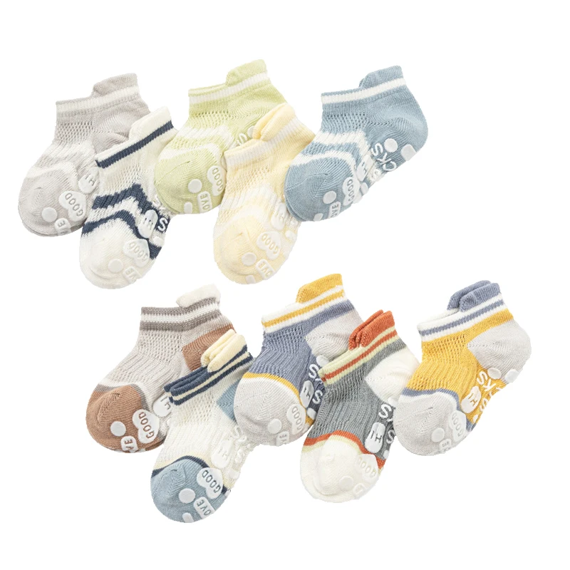 

10 Pcs/lot Baby Summer Socks Mesh Breathable Toddler Boy Boat Socks Anti Slip Kids Girl Floor Socks Non-Slip Infant Accessories