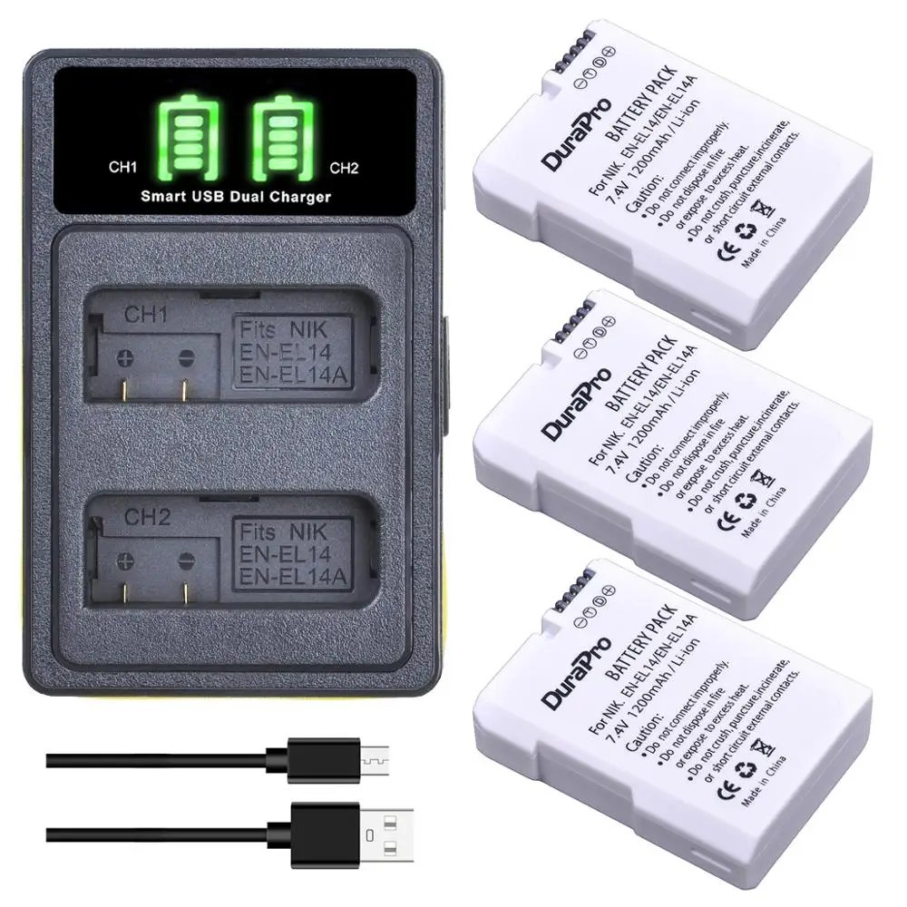 En-El14 Bateria En-El14A En El14 El14 El 14 14A Batteria + Caricabatterie Per Nikon D5600 D5300 D5100 D3300 D5100 D5200 D3100 D3200