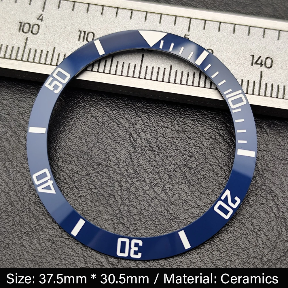 Sleek Black 37.5mm Bezel Insert for Watch Cases – Ceramic/Aluminum Finish